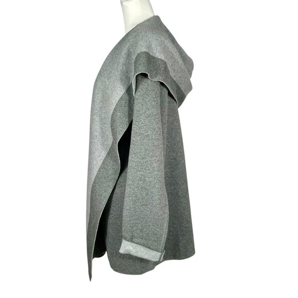 Reversible Drape-Front Cardigan Coat Charcoal & Light Gray Knit NWOT Boutique XL - Picture 4 of 11